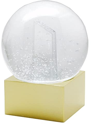 Snowglobe for You 40082 Foto-Schneekugel Glas gefüllt Fotorahmen mit Kunststoffsockel Gold eckig 100 mm Durchmesser