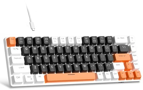 MageGee Portable 60% Mechanical Gaming Keyboard, MK-Box LED Backlit Compact 68 Keys Mini Wired Office Keyboard with Blue Switch for Windows Laptop PC Mac - Black/White