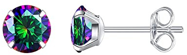HIKARO Boucles d'oreilles en titane hypoallergénique, titane pur de qualité implantaire, adaptées aux oreilles sensibles, cristaux de pierre de naissance, diamants synthétiques CZ