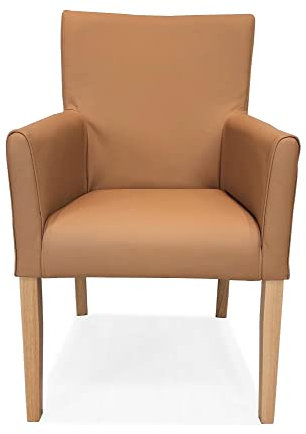Quattro Meble Echtleder Esszimmerstühle Kross Arm Extra mit hoher Rückenlehne braunes Leder Stühle Lederstühle Sessel mit Armlehnen