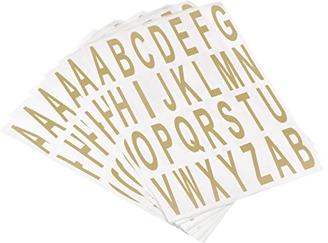 sourcing map 10 Stück Buchstaben-Aufkleber, Golden Farbtones Alphabet, klebrige Buchstaben, PVC-Vinyl, für Briefkastenadresse, Fenstertür