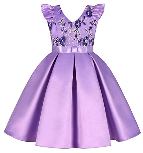 BUNNY LULU Filles Robe inclinée épaule Demoiselle d’honneur des Enfants Bal