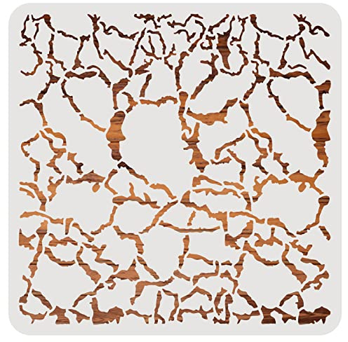 BENECREAT Sprakande ritschabloner, 30 x 30 cm oregelbunden spricka textur målningsmallar för scrapbooking korttillverkning, väggkonst golvkonst, canvasmöbler
