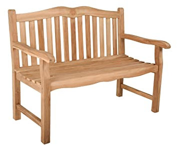 Gravidus Gartenbank Romang Teak Terrasse Bank Balkon Sitzbank 2-Sitzer unbehandelt Natur stilvolle robuste Sitzgelegenheit für Garten Terrasse