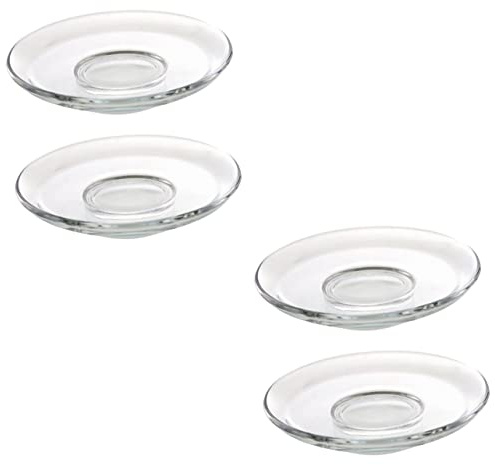 4 Piezas De Vidrio Tazas De Té Turco con Platillo Redondo Transparente - Cuenco para Salsa