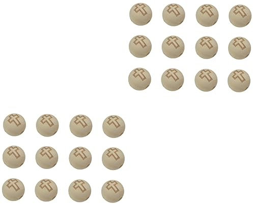 COHEALI 40stücke Holzperlen Mit -gesicht Für Schmuckzubehör Kreuzform Natürliche Holzfarbe Für Armbänder Halsketten Und Kreative Bastelideen