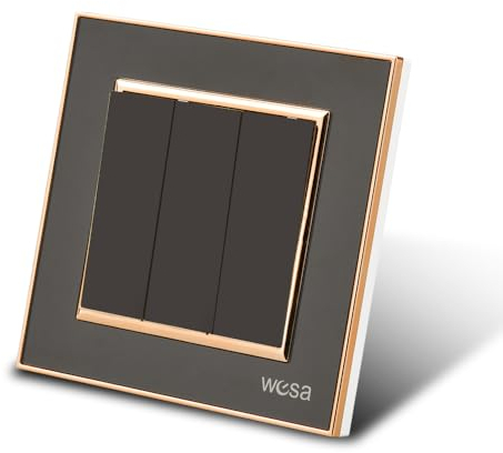 Interruttore a pulsante per luce domestica,Interruttore a pulsante a parete per indicatori (3 Fach 1 Weg, NERO)