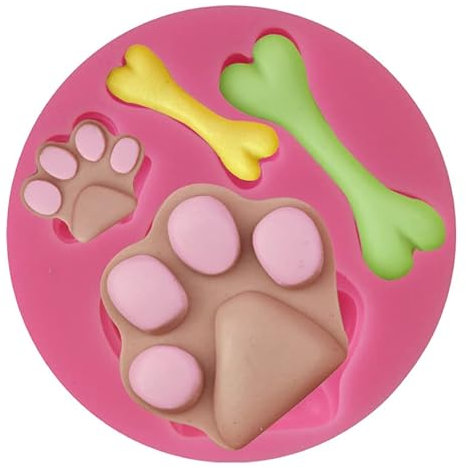 VOoqo Silikonbackform 4 Stück Silikon Fondant Kuchen Form Hund Hund Pfote Fußabdruck Knochen Bär Pfote Backen Diy Weiche Keramik Schokoladenwerkzeuge