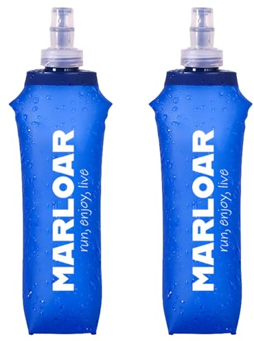 MARLOAR Flasque Running 250ml Bleu – Pack de 2 Gourdes Souples et Pliables – Idéal pour Course à Pied, Trail et Randonnée – Sans BPA
