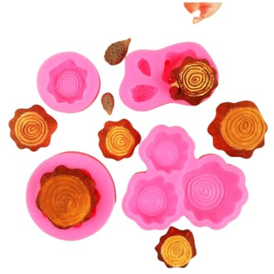 Fondant Molds 4 Pieces of DIY Wood Stump Tree Ring Base Fondant Cake Silicone Mould Pink