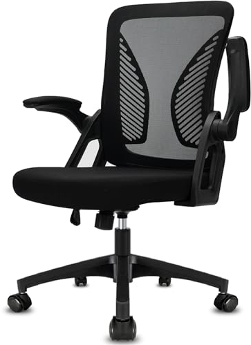 Milacyee Sedia da Ufficio con Supporto Lombare, Sedia Ufficio Ergonomica con Braccioli Regolabili in Rete Traspirante, Altezza Regolabile con 360°Ruote Girevoli, Nero