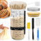 Raxfekro Sauerteig Starter Set，Sauerteig-Starterglas Set mit Aluminiumkappe, Gummiband, Thermometerpapier, Silikon-Spatel, Stoffhut, Etikett zum Backen von Sauerteigbrot