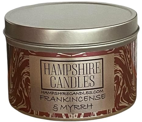 Frankincense and Myrrh Candle Tin | Highly Scented | Soy Wax | Vegan & Cruelty Free | Handmade In UK | Burn Time 35+ Hours