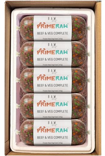 RAW DIRECT Prime Raw Frozen BARF Dog Food – 454g Rolls | 20 or 30 Rolls Pack | Premium Natural Barf Diet | High-Protein, Grain-Free & Nutrient-Rich (20, Beef & Veg)