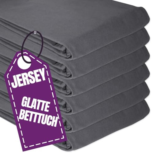 Jersey Bettlaken 180x200 cm 100% Baumwolle Grau ohne Gummizug