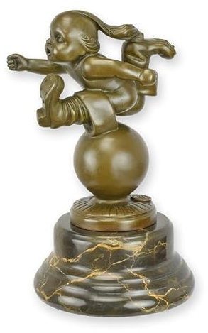 Moritz Escultura de bronce Tom Thumb ? Figura decorativa Art Deco sobre base de mármol, 19,9 cm de altura, 1,96 kg ? Figura de bronce para sala de estar y colecciones