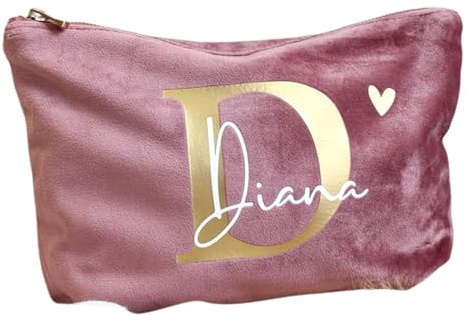 Geschenk Tasche aus Samt | Namen mit Buchstaben | personalisierte Kosmetiktasche aufklappbar | Geschenkidee für Mama, Schwester oder Freundin | Geburtstagsgeschenk