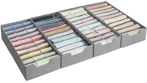 SONGMICS Underklädesförvaring, set om 4, lådor för IKEA PAX garderob, med avdelare, hopfällbar garderobsförvaring, 50 x 22 x 10 cm för strumpor, duvgrå RUS015G01