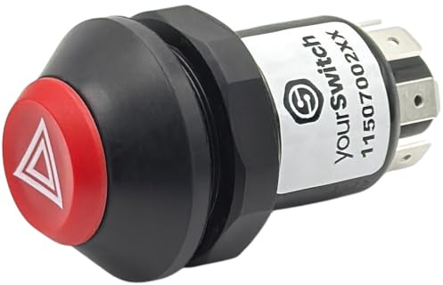 yourSwitch 11507002XX Warnblinkschalter kompatibel mit BOSCH 0 340 302 111 | Same Deutz-Fahr 2.7659.411.0 | Hako 92050673 | 12V LED | Ersatz für Bosch Adaptersystem 0 340 302 008