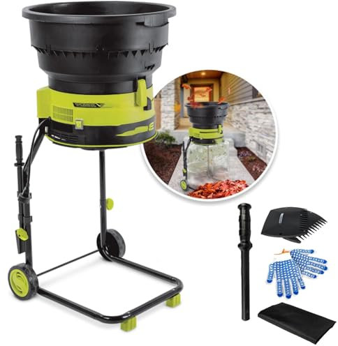Sweet taize Electric Defoliator Compost Shredder, 2500w Bladeless Garden Leaf Crusher with Wheels & Storage Bags, 8000rpm Electric Chipper, Garden Cleaning Tools for Yard Cleaning,30cm
