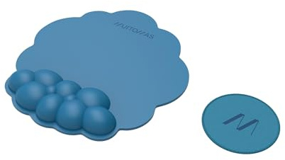 Muitomas, Set Tappetino per Mouse Ergonomico con Poggiapolsi e SottoTazza, Accessori da Scrivania, Colore Blu Ottanio