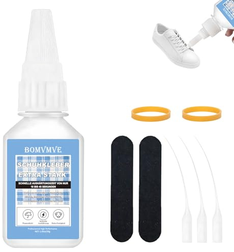 BOMVMVE Schuhkleber, Schuhkleber Extra Stark Wasserfest, Transparent Schuhsohlen Kleber, Hochwärmefester Klebstoff, für die Reparatur von Rissigen und Abgenutzten Sportschuhe, Laufschuhe, Lederschuhe