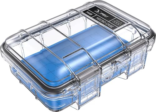PELI M40 Micro Case - Caja Protector Pequeña; Protección Superior para Equipos Valiosos y Herramientas Compactas; Resistente al Agua, al Polvo y a los Golpes; Volumen 1 Litro; Color: Azul/Transparente