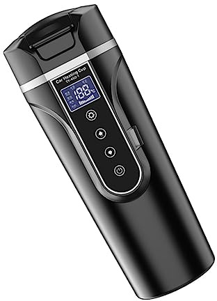 Didiseaon Electric Hot Water Cup Car Heating Cup Portable Heated Mug for Car Capacity Smart Temperature Display for Daily Commute and Office Use