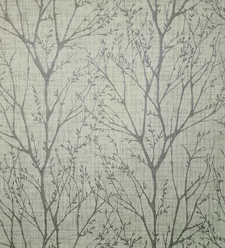 Crown M1876 Lynford Trees Mid Weight Vinyl Wallpaper, Green
