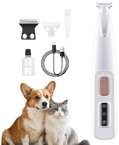 Tondeuse Pour Chien, Tondeuse Ultra-Douce - Chien Chat, Lames Céramique & Inox, LED Intégrée, Rechargeable USB, étanche, Toilettage Zones Sensibles Sans Stress (1PCS)