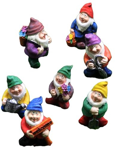 7 st miniträdgårdsgnomes miniatyrfigurer, miniatyrfigurer, trädgårdsprydnader, för trädgårdsdekoration, för inomhus- och utomhusbruk