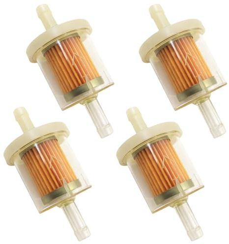 4 Stück Benzinfilter Kraftstofffilter, Universal Benzinfilter 8mm, Transparenter Bauweise, Mehrweg Benzin Flüssigkeitsfilter für Motorrad Rasenmäher Roller Mofa Automobil Diesel Moped