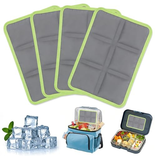 LQTSLFM Acumuladores de Frio, 4 Piezas Placas Hielo Nevera Portatil, Bolsas de Hielo Reutilizables, Placas Hielos Gel Nevera, Acumulador de Frío para Loncheras, para Viajes Escuela Picnic Camping