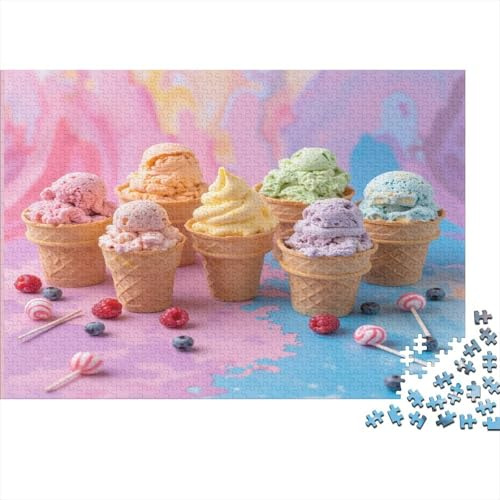 Ice Cream Cones—Colorful Dessert Style Educational Games Ice Cream Scoops Decor 1000 Pieces Puzzle for Adults And Kids Age 12 Years Up 38x26cm/1000pcs