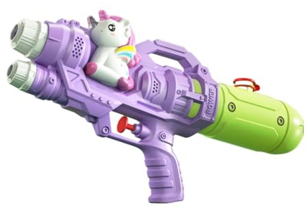 DuskHaven Leichte Wasserpistole mit Zwei Löchern für Kinder und Erwachsene, Vielseitiges und Tragbares Zubehör für Strandpartys Im Freien, Sommer Pool, Mädchen Junge, Lila Einhorn