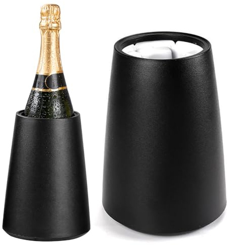 LOMUG Vinkylare med kylklamp, återanvändbar flaskkylare, dryckeskylare, kylmanschetter för vin, vitt vin, rosé, champagne, vinkylarset, svart