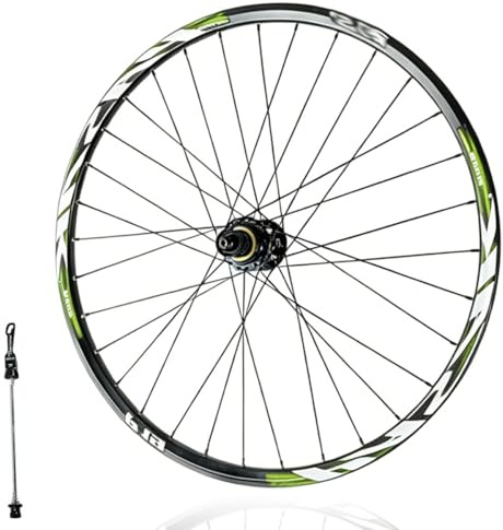 QUYCOIU 24/26/27,5/29 Bakhjul Till Mountainbike 21Mm Höjd Fälg I Aluminiumlegering Skivbroms 32 Ekers Snabbkoppling 10×135Mm 4 Tätade Kullager Hjul XC/AM-cyklar 7–12växlad Kassett(Black-Green,26in)