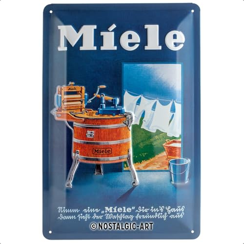 Nostalgic-Art Retro Blechschild, 20 x 30 cm, Miele – Waschbottich | Original Lizenzprodukt (OLP), aus Metall, Vintage Design, Blechschilder Sprüche, Geschenk-Idee für Nostalgie-Fans