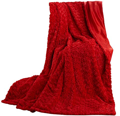 CelinaTex Flauschige Kuscheldecke 150 x 200 cm rot Luxus Wendedecke Sofadecke Plüsch Nicki Mikrofaser Fleece Wohndecke, Geschenk für Frauen, warm - Oeko-TEX Florenza