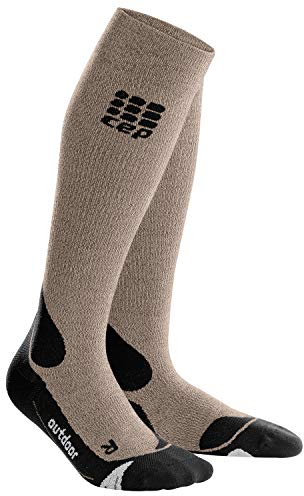 CEP – Outdoor Merino Socks, Wandersocken in beige/schwarz, Größe II für Damen, Kompressionsstrümpfe Made by medi
