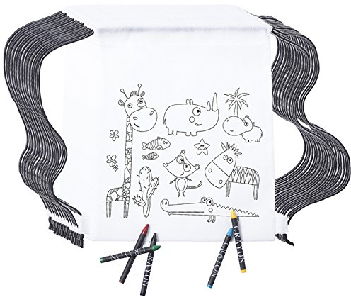PARTITUKI Mitgebsel Kindergeburtstag. 10 Taschen Zu Malen, 10 Sets mit 5 Farbigen Wachsen. Für Kindergeburtstag Gastgeschenke und Kleine Geschenke für Kinder