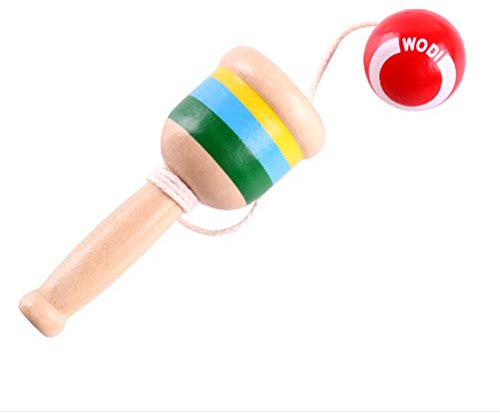 YeahiBaby Holz Kendama Spielzeug Ballspiel Fangspiel mit Ball Fang den Ball Wurfspiel Kindergeburtstag Mitbringsel für Kinder Junge (Rot)