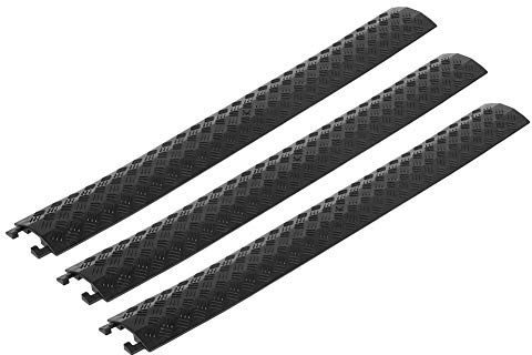 3 Stück Gummikabelschutz Kabelbrücke Überfahrschutz Kabelkanal Brücke Rampe Protector Kabelschutzrampe Bodenschwelle Boden-Kabelabdeckung für 1-Kanal, 95 x 13 x 1,6 cm (Schwarz)