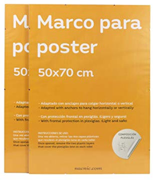 Nacnic 2 settembre cornici clip trasparente. supporti trasparenti per foto, manifesti, diplomi, disegni o fogli. 50x70cm dimensioni. Clip trasparente con plexiglass cornici e ancore per appendere.