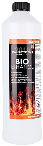 Bio Alkohol 100% 1 Liter - BIOETHANOL für Alkohol-Kamine, Tischfeuer, Ethanolkamine, Alkoholbrenner, Terrassenfeuer, Raumfeuer, Standfeuer oder Gartenfeuer