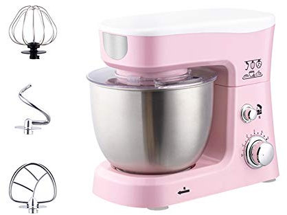Kneading Mixer, Household Small Countertop Vertical Stainless Steel Multifunctional Automatic Cook Machine and Dough Mixer,Pink