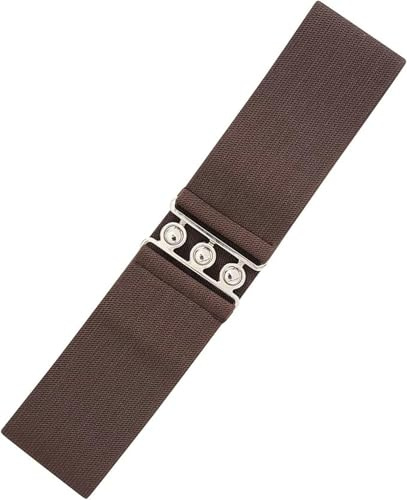 Ro Rox Damen Breiter Elastischer Taillengürtel im Retro Vintage Stil – Stretchgürtel für Kleider, 50er Jahre – Silberne oder Goldene Schnalle