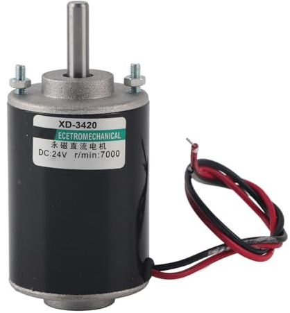 Jeanoko XD-3420 12/24V 30W moteur à courant continu à aimant Permanent haute vitesse moteur à engrenages électrique réversible à faible bruit CW/CCW pour générateur de bricolage(24V7000RPM)