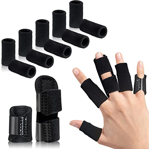 EDNYZAKRN 2 Unidades Férulas para Dedos con 10 Fundas de Nailon | Férula para el dedo en gatillo, lesiones deportivas, hinchazón y soporte para los tendones