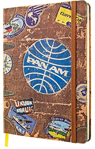 Nostalgic-Art Retro Notizbuch, A5, Pan Am – Travel Stickers | Original Lizenzprodukt (OLP), Bullet Journal dotted, Vintage Design, Geschenk-Idee für Reise-Fans